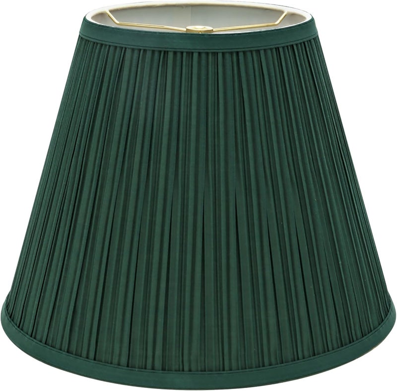 Aspen Creative 33053, Hardback Empire Transitional Spider Lamp Shade, Mushroom Pleated Dark Green, 7" Top x 13" Bottom x 10" Slant - Image 1
